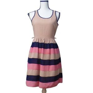 Maison Jules Scooped Neck sleeveless striped dress, Size S, Peacoat color